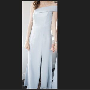 Dessy Off-the-Shoulder Gown - Mist Crepe (for 5'5" and under) Bridesmaid